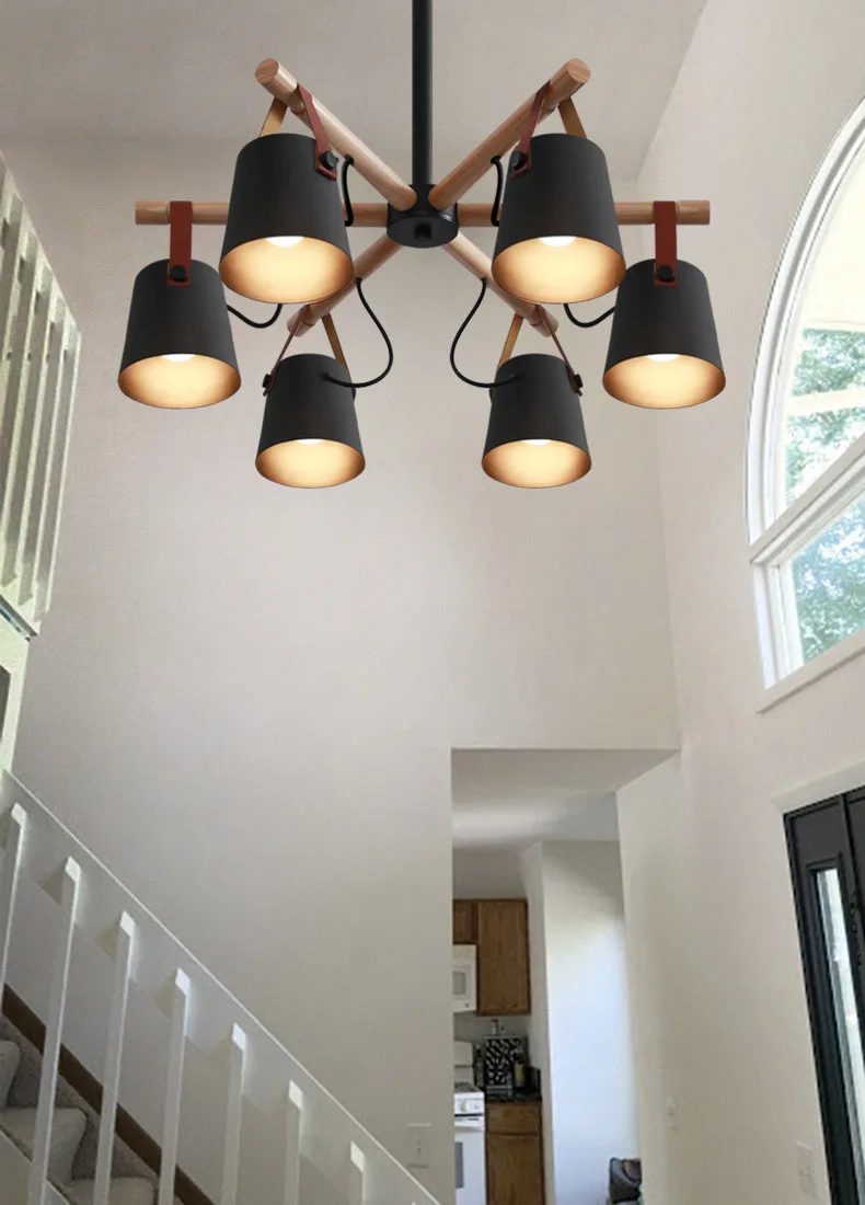 Modern living room LED chandelier bedroom dining room ceiling chandelier dining room wooden ceiling lamp cafe decor lighting mid century modern chandelier