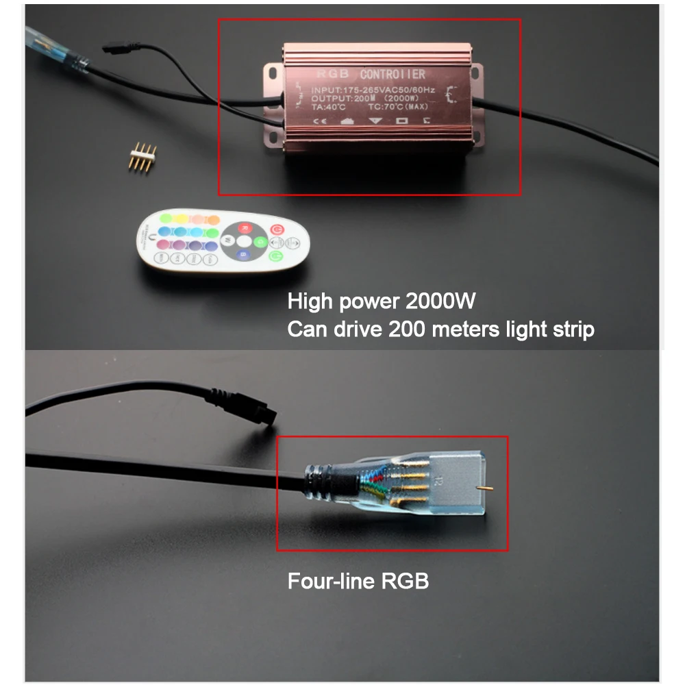 220 В 2000 Вт светодиодный RGB ИК-контроллер водонепроницаемый пульт дистанционного управления с 24 кнопками с вилкой ЕС может управлять 100-200 м RGB Светодиодная лента или неоновая