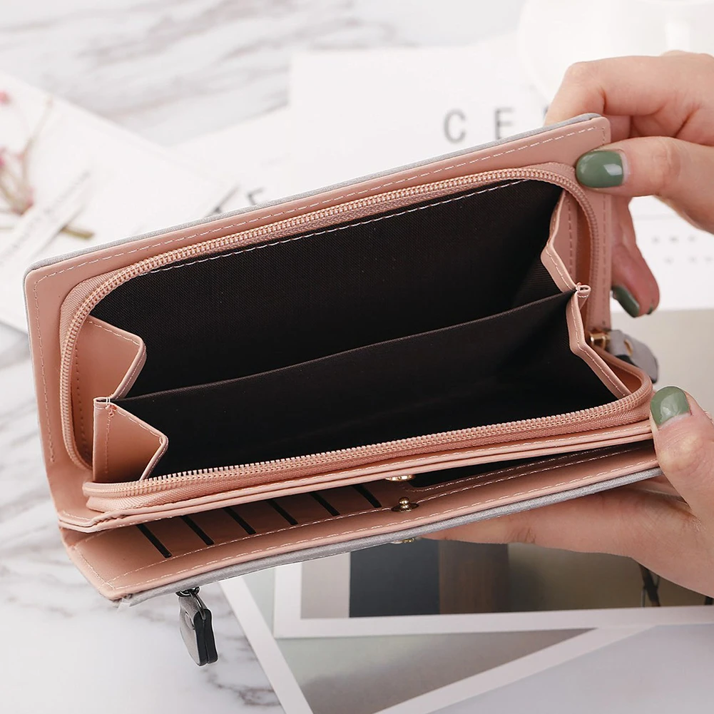 Monedero de cuero de las sevenoras de la moda paquete de la tarjeta multi-cinetica bolsa de telefono con cremallera bolsa cuadrada