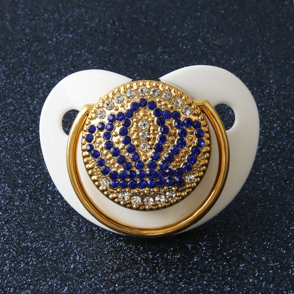 Luxury Baby Pacifier Initial Letter D Bling Pacifier Jewelry Rhinestone Twinkling Pacifier Holder Clip BPA free Soother Dummy