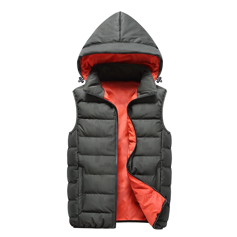 Men's Vest Winter Warm Windbreak Coats Cotton-Padded Male Outdoors Travel Vests Sleeveless Motorcycle Jacket Hooded Waistcoat - Цвет: Green