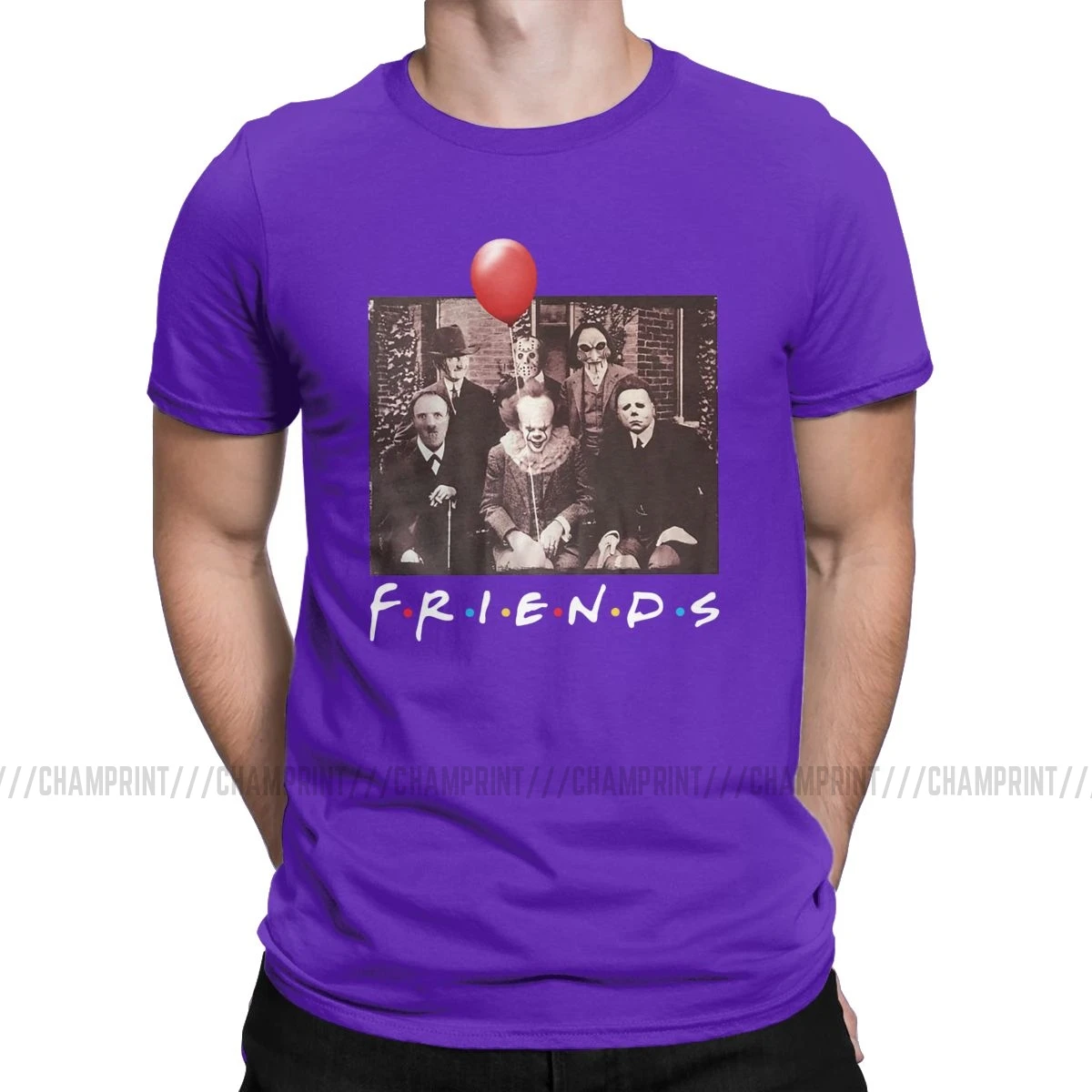 Футболка с принтом «Друзья ужасов», Pennywise, Майкл Майерс, Джейсон, Voorhees, мужские футболки на Хэллоуин, Уникальные футболки, хлопковая летняя одежда - Цвет: Фиолетовый