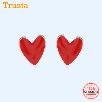 

Trusta 100% 925 Sterling Silver Fashion Cute Tiny Red Pink Glaze Heart Stud Earrings For Women School Girl Kids Lady Gift DS03