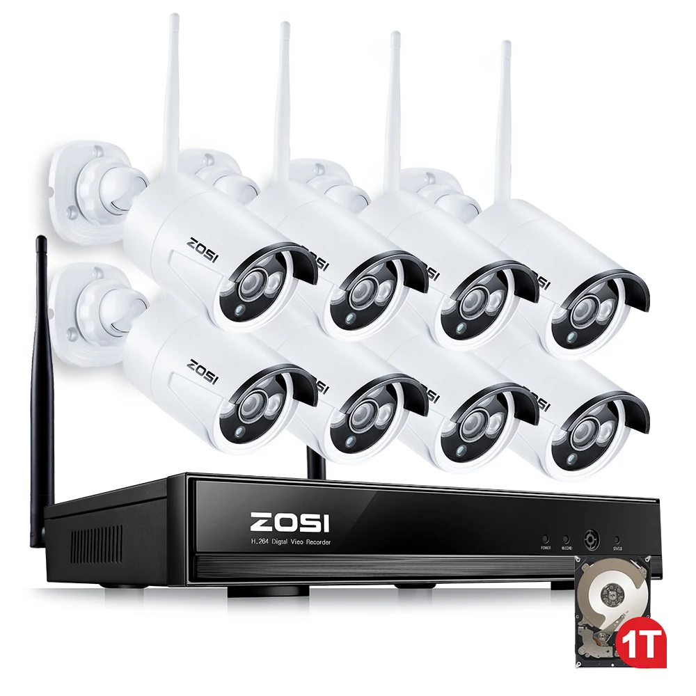 ZOSI 4CH 960P NVR IP Caméra Wifi Sans Fil Kit VidéoSurveillance Extérieur CCTV