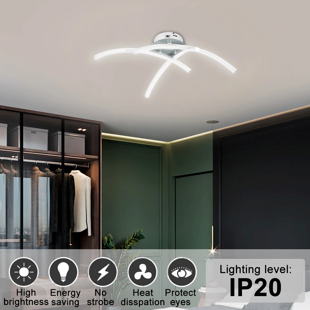  Modern LED Ceiling Light 21W 3000K Night Light Forked Shaped Ceiling Lamp for Living Room Decor Lam - 4000127635854