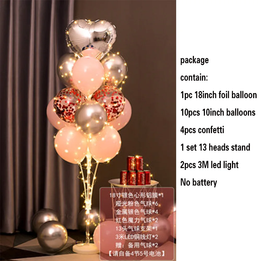 thumbnail image 1 of Kit de soporte para globos de mesa de 1,3 m con cadena de luces, centro de mesa con globos para decoraciones de cumpleaños, baby shower, fiestas de Navidad, 1 of 5