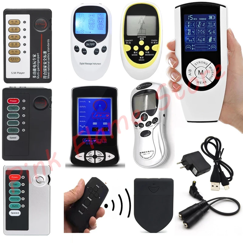 Electro Shock Host Controller with Cable Electric Stimulate Massage Power Therapy Box Medical Themed Sex Toys For Couple 9 Style for electro sex toys,electric sex toys