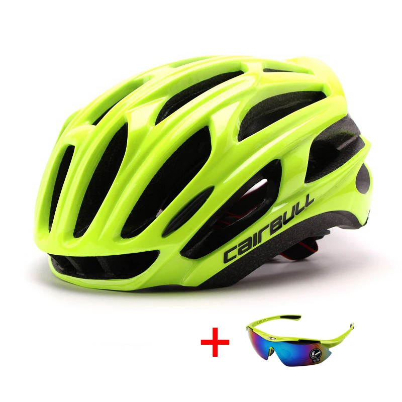 Мужской Женский шлем для горного велосипеда, шоссейного велосипеда с солнцезащитными очками, ультралегкий XC DH MTB велосипедный шлем, вентилируемый велосипедный шлем для гонок - Цвет: Green