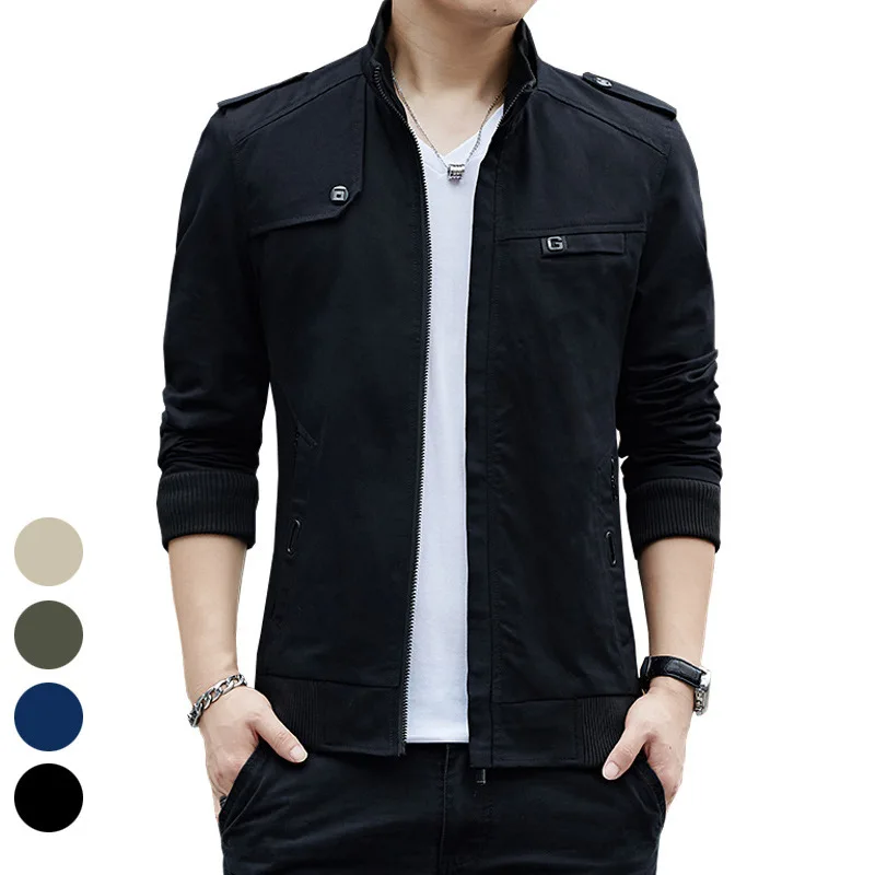 

New Style Spring And Autumn MEN'S Coat Korean-style Solid Color Men Jacket Trend Handsome Casual Jacket Men's Baseball Uniform 9