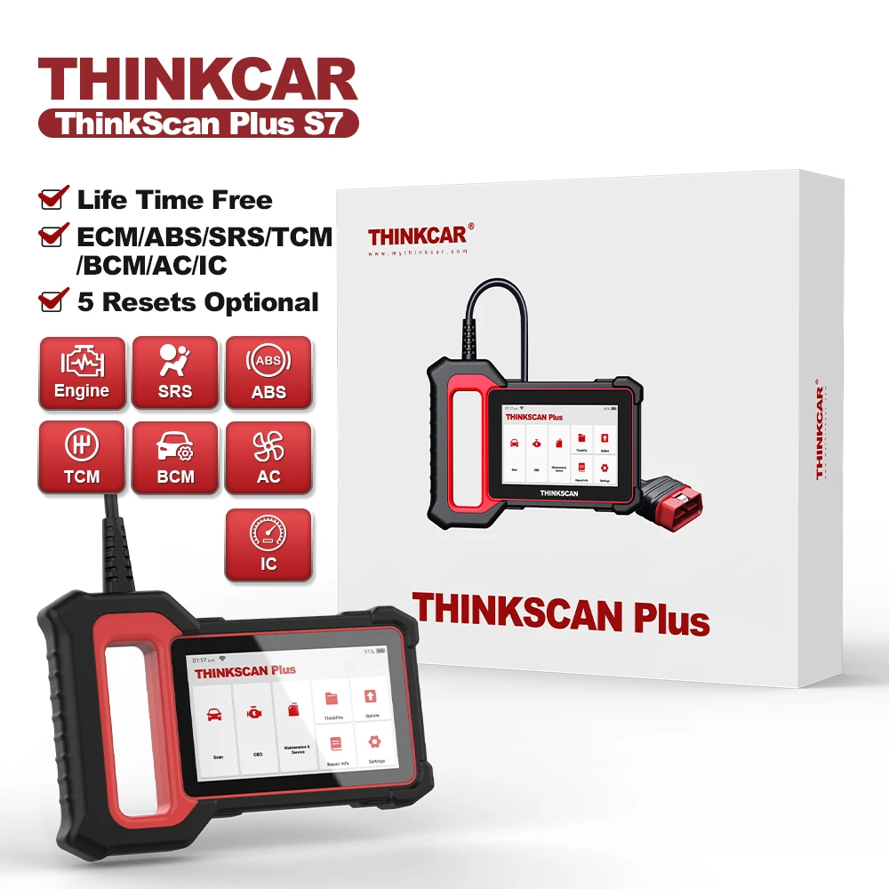 THINKCAR Thinkscan Plus S7 OBD2 Scanner ETS RESET Code Reader Full System Car Diagnostic Tool Professional Scan Tools car battery charger Code Readers & Scanning Tools