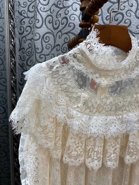 High Quality Lace Blouses Autumn Tops Shirt Women Turtleneck Ruffles Patchwork Long Sleeve Sexy Lace Shirt Blusas Feminino