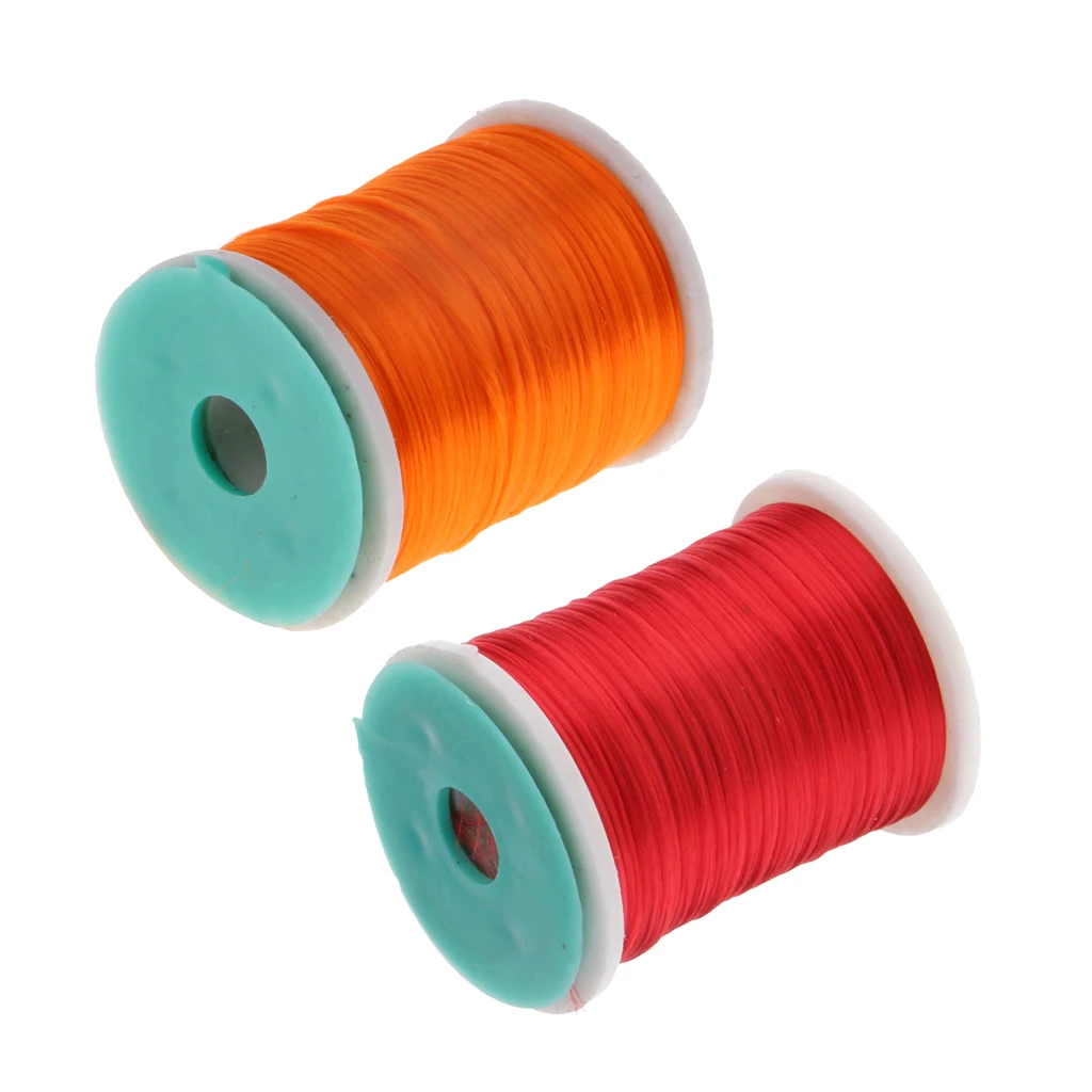 2Pcs 210 Denier Fly Tying Thread Fishing Flies Streamer Tying Accessory 250m Orange Red