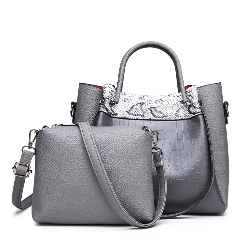 

2019 Two-Piece Set New Style Occident Fashion Snakeskin Different Size Bags Simple Shoulder WOMEN'S Bag