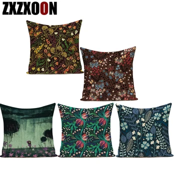

Cotton Linen Square Pillow Cover Decorative Flower Animals Butterfly Pillow Cushion Cover for Sofa Home Bedroom Pillowcase