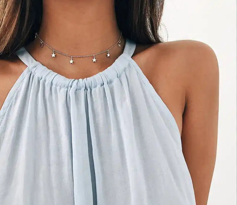 ゴールドスライバーの女性のペンダントハート 星 月ネックレス女性チョーカーネックレスジュエリーシンプルな女性五角形星ジュエリー チェーンネックレス Aliexpress