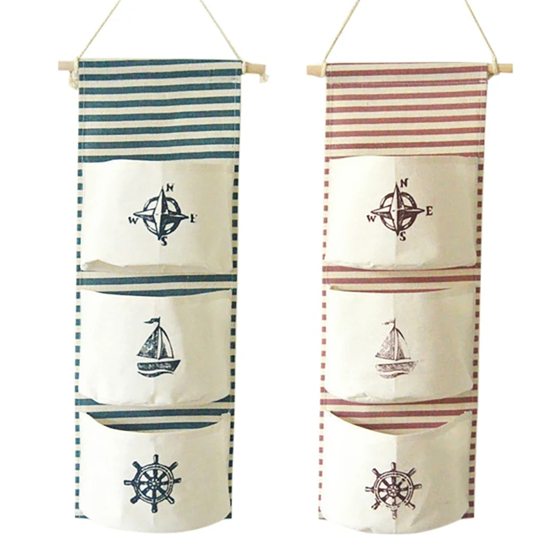 Lightweight Cotton Home Wall Hanging Storage Bag Waterproof Over Door Closet Organizer Box Linen Hanging Bags