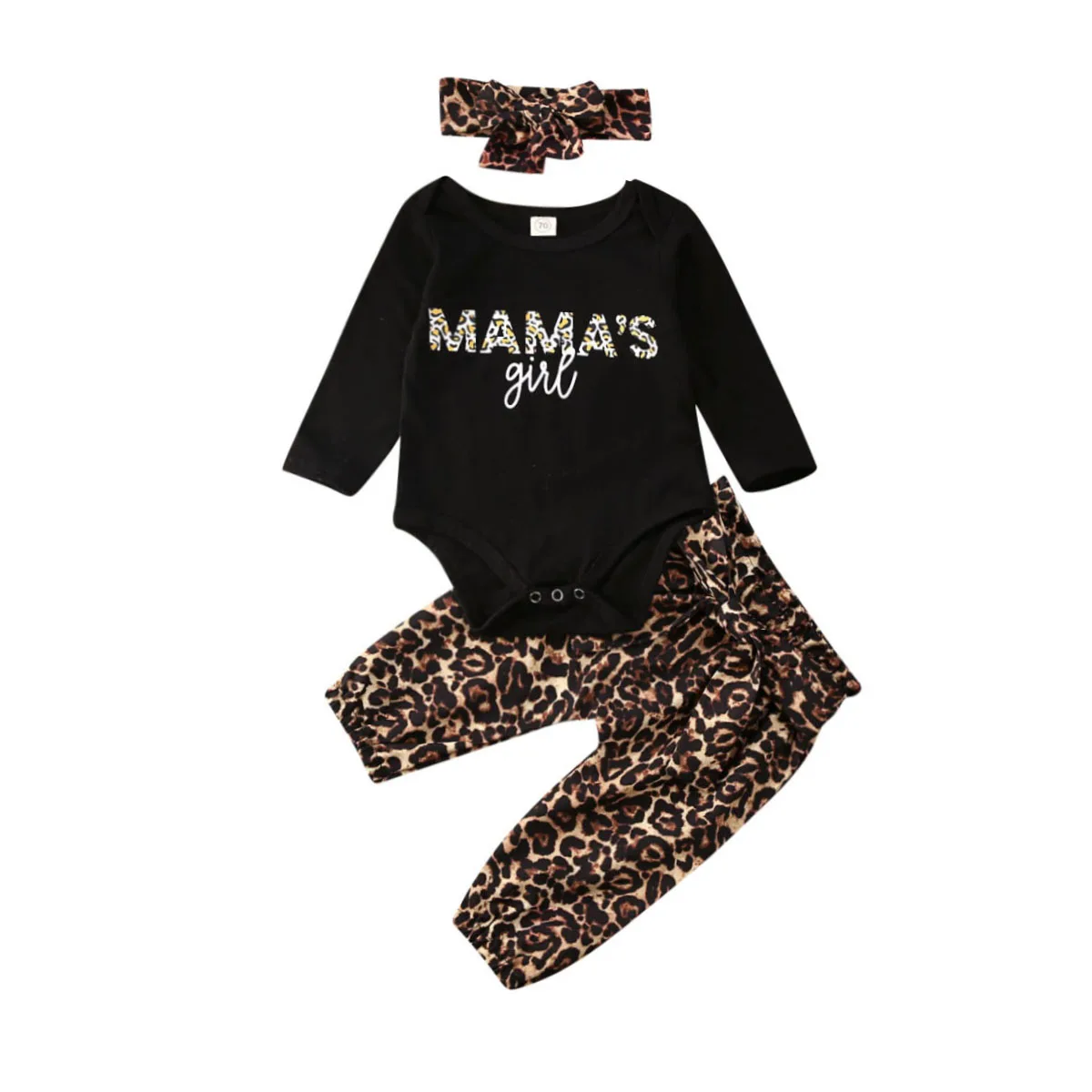 Lioraitiin 018m Newborn Baby Girl Leopard Outfit Romper Pants Headband
