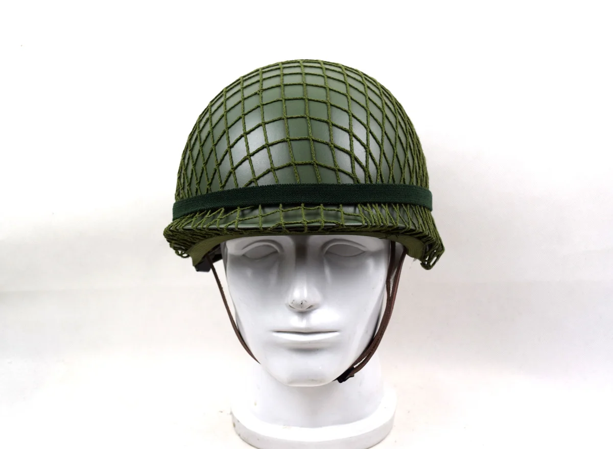 

Military Reenactments Replica WWII US Army M1 Double-deck Green Helmet W Netting &Cat Eyes 　