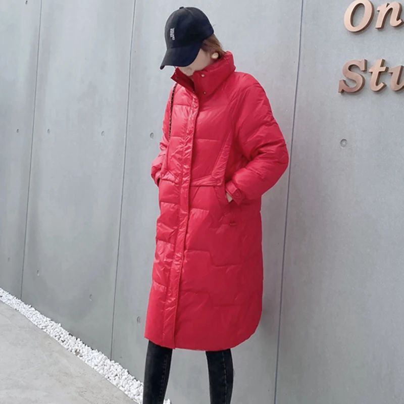 Fitaylor Winter Stand Collar Long Down Jacket