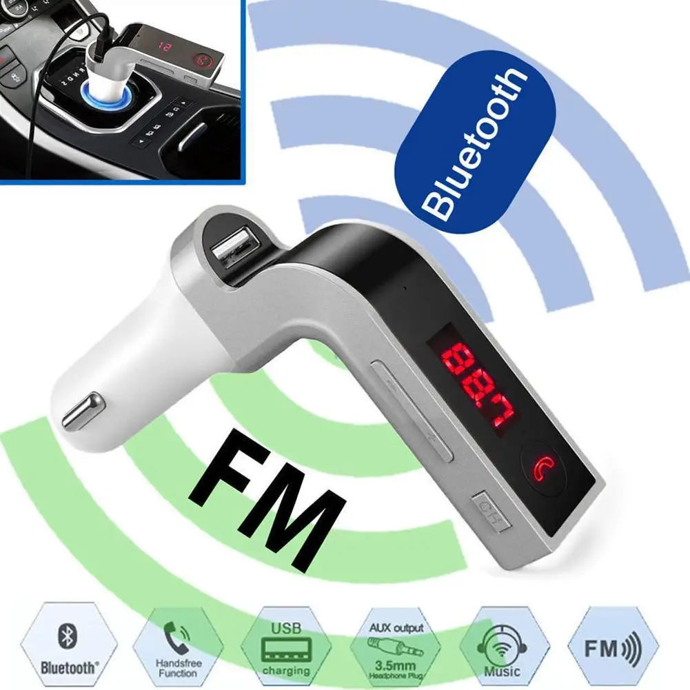 4-в-1 Hands Free комплект беспроводной связи bluetooth для автомобиля FM передатчик MP3 музыкальный плеер с 3,5 мм аудио кабель для подключения к Поддержка TF карты