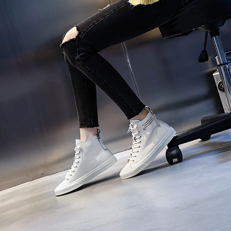 2022 Women High Top Vulcanize Shoes Genuine Leather Shoes Lady Fashion Summer Casual Sneakers Casual Flats Shoes