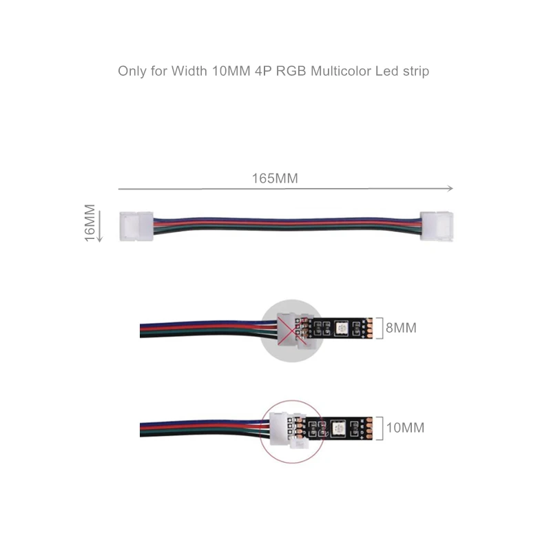Angcai 2/4 Pin Светодиодный свет полосы разъем перемычки для 10 мм SMD5050 12/24V один Цвет провод без пайки лента шириной Гибкая цветная(RGB