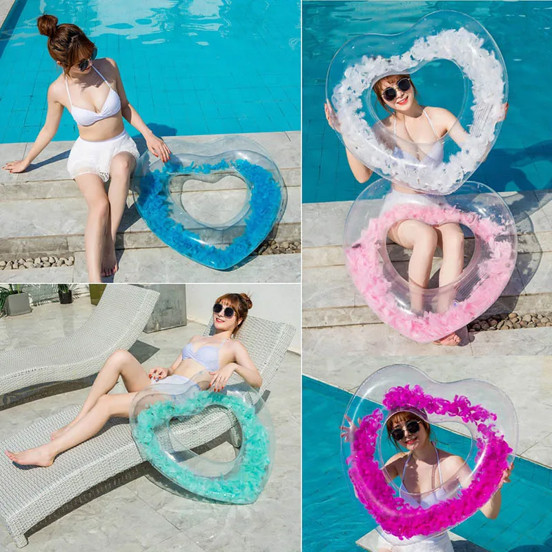 

Inflatable pool float Beach Swim Circle Float intex Gonfiabili Water Pool Party Inflatable Swimming Ring Round Feather Sequins