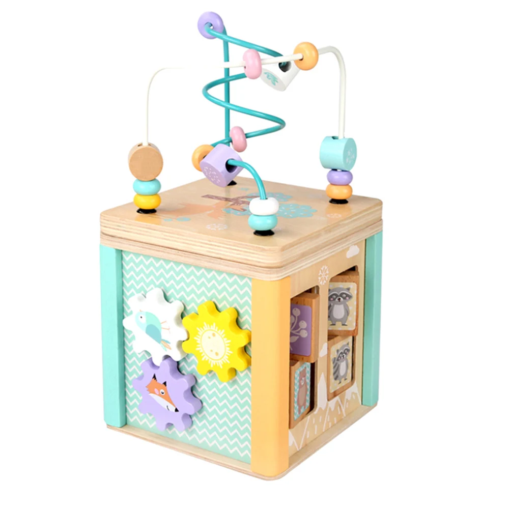 Детская деревянная игрушка, многофункциональная головоломка, круглая бусина, коробка с сокровищами, для раннего обучения