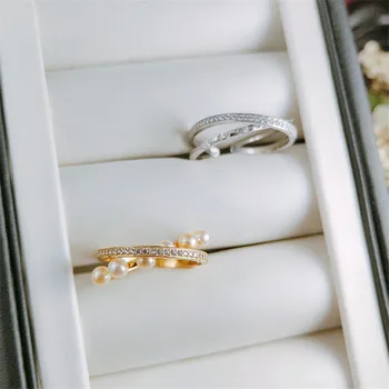 

Classic Rings Resizable Design Rings Base 925 Silver Pearl Rings Settings Women DIY Pearl Rings Accessory No Pearl