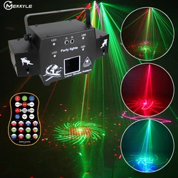Lumières professionnelles de scène Laser DMX 512, avec télécommande, effet stroboscopique, lampe de projecteur d'animation, pour fête, vacances, noël 
