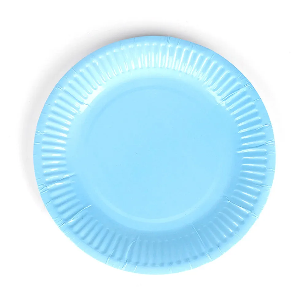 Light Blue Экономичное блюдо 20 шт./компл. бумага 18 см однотонные цвета " одноразовая посуда предметы снабжения вечерние свадебные барбекю торт День рождения лоток - Цвет: Light Blue