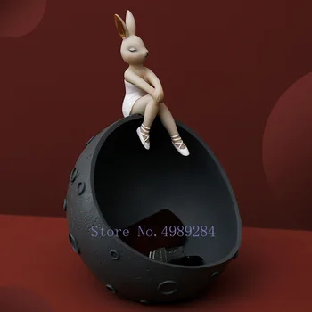 

Creativity Resin Moon Rabbit Desktop Storage Organization Candy Tray Modern Home Decoration Room Decoration Accessories