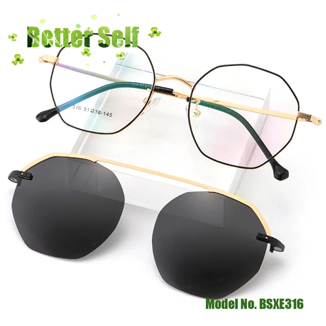 $US $45.00 Men Women Double Polarized Sunglasses BSXE316 Magnet Lens Dual-use Metal Retro Glasses Optical Fram
