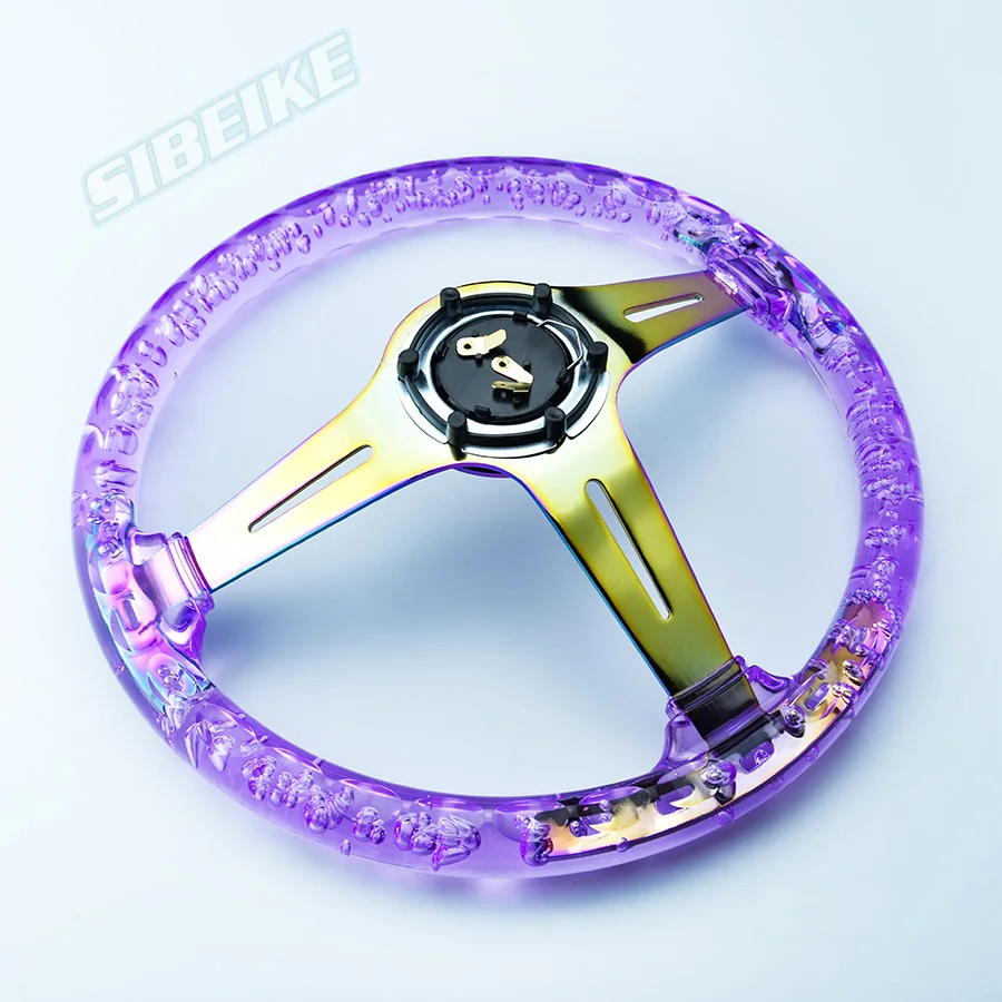Universal Transparent Purple Steering Wheel Sport Acrylic 14inch Racing Sports Steering Wheel racing steering wheel