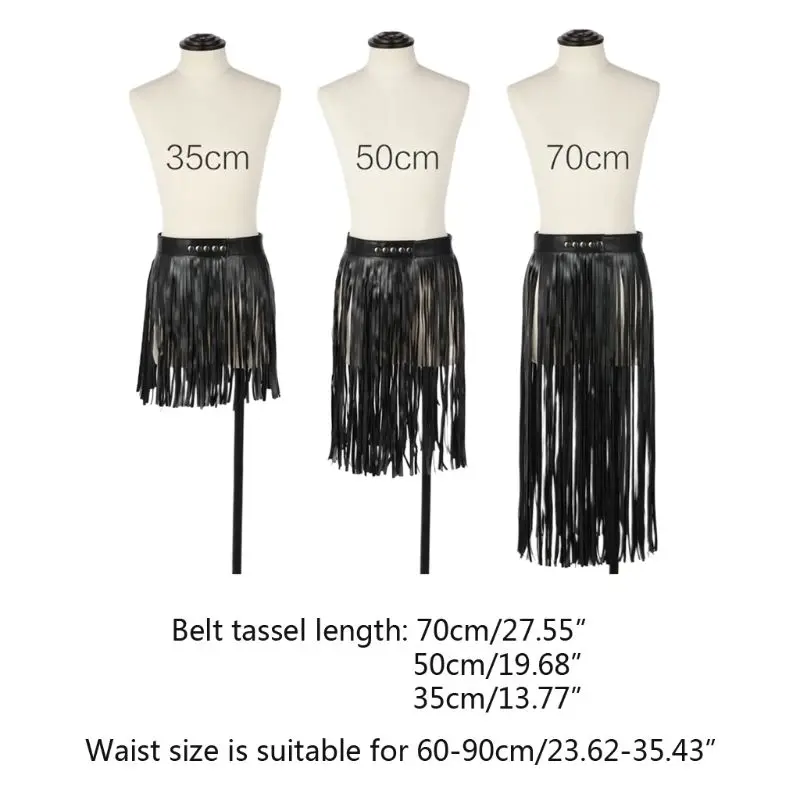 Womens High Waist Faux Leather Tassels Skirt Body Harness Punk Party Clubwear Charm Center Confident dance 5