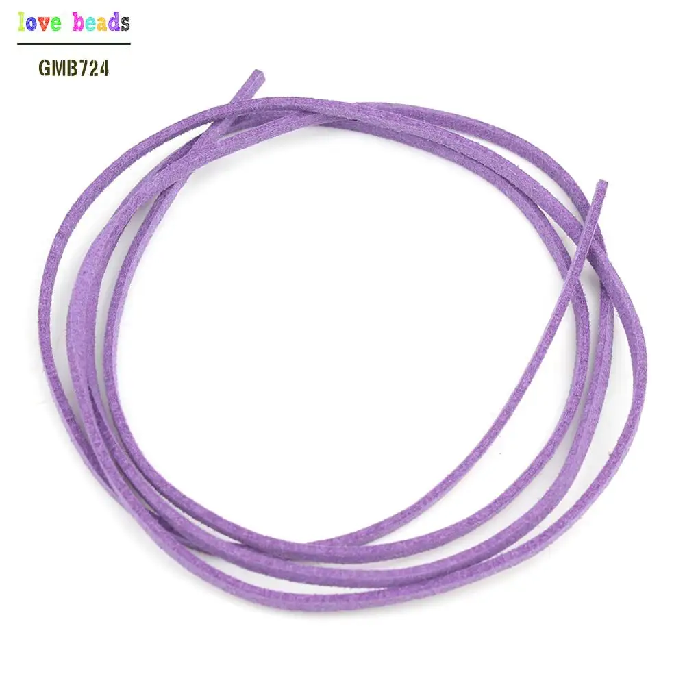Purple Новинка, 10 цветов, 5 м, плоская искусственная замша, 2,5 мм, ширина, корейский бархат, кожаный шнур, веревка для изготовления ювелирных изделий, браслет, ожерелье - Цвет: Purple
