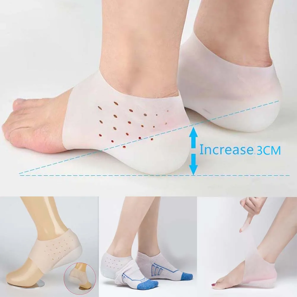 Новинка унисекс невидимые стельки увеличивающие рост носки пятки силиконовые стельки массажные эластичные дышащие прочные стельки белые