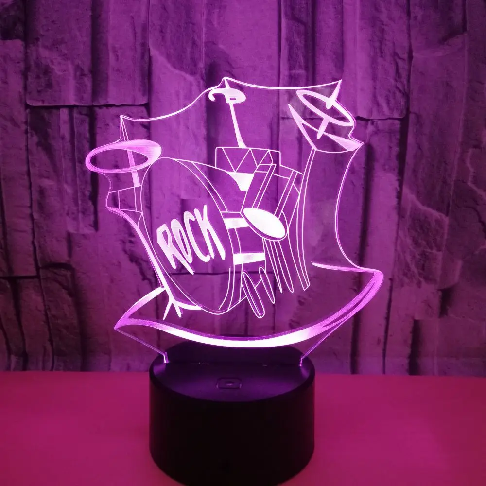 

Drum Set 3D Illusion Lamp 7 Colors Change Optical Illusion Touch Table Desk LED Night Light Great Kids Gifts Home Decoration