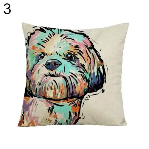 45cm x 45cm Fashion Cartoon Pet Dog Waist Throw Cushion Cover Linen Pillow Case Home Sofa Decor Pillow Covers - Цвет: 3