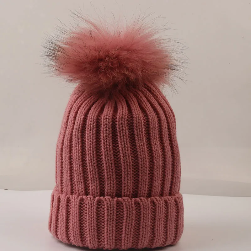 DANKEYISI шарик из меха норки шапка Меховые помпоны Skullies Beanies зимняя женская шапка для девочки вязаные шапки шапка женский головной убор из плотной ткани - Цвет: deep pink