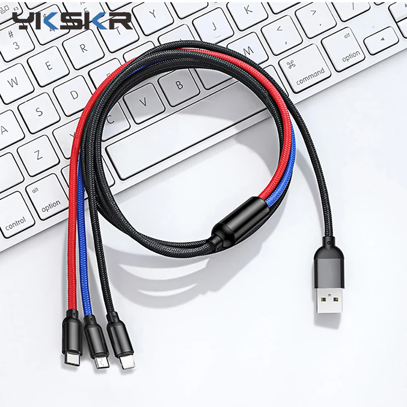 3 в 1 USB кабель для мобильного телефона Micro usb type C зарядное устройство кабель для iPhone X Xs 8 7 зарядный кабель Micro USB быстрое зарядное устройство Шнур