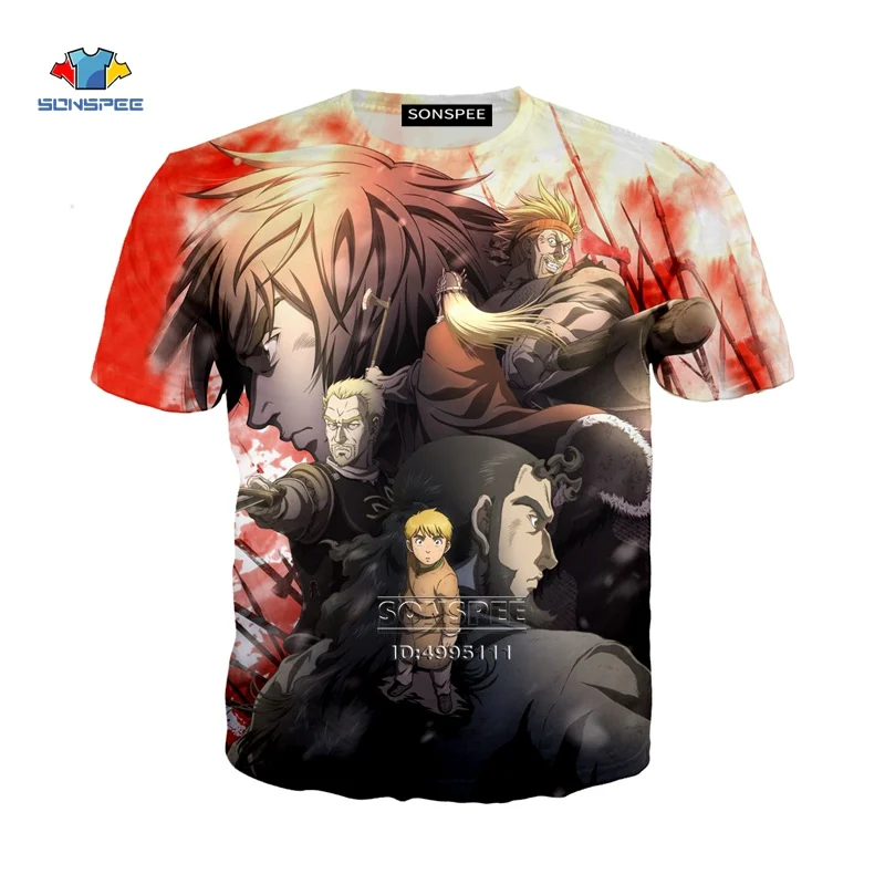 SONSPEE 3D принт японского аниме Vinland Saga женская футболка мужская футболка Harajuku летние с коротким рукавом повседневные топы уличная одежда