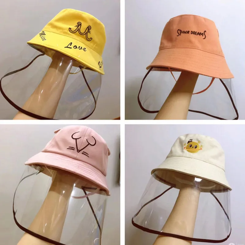 New Kids Sun Hats Anti-saliva Face Cover Caps Dustproof Eye Protection Hat Anti-fog Saliva Isolation Mask Bucket | Аксессуары для