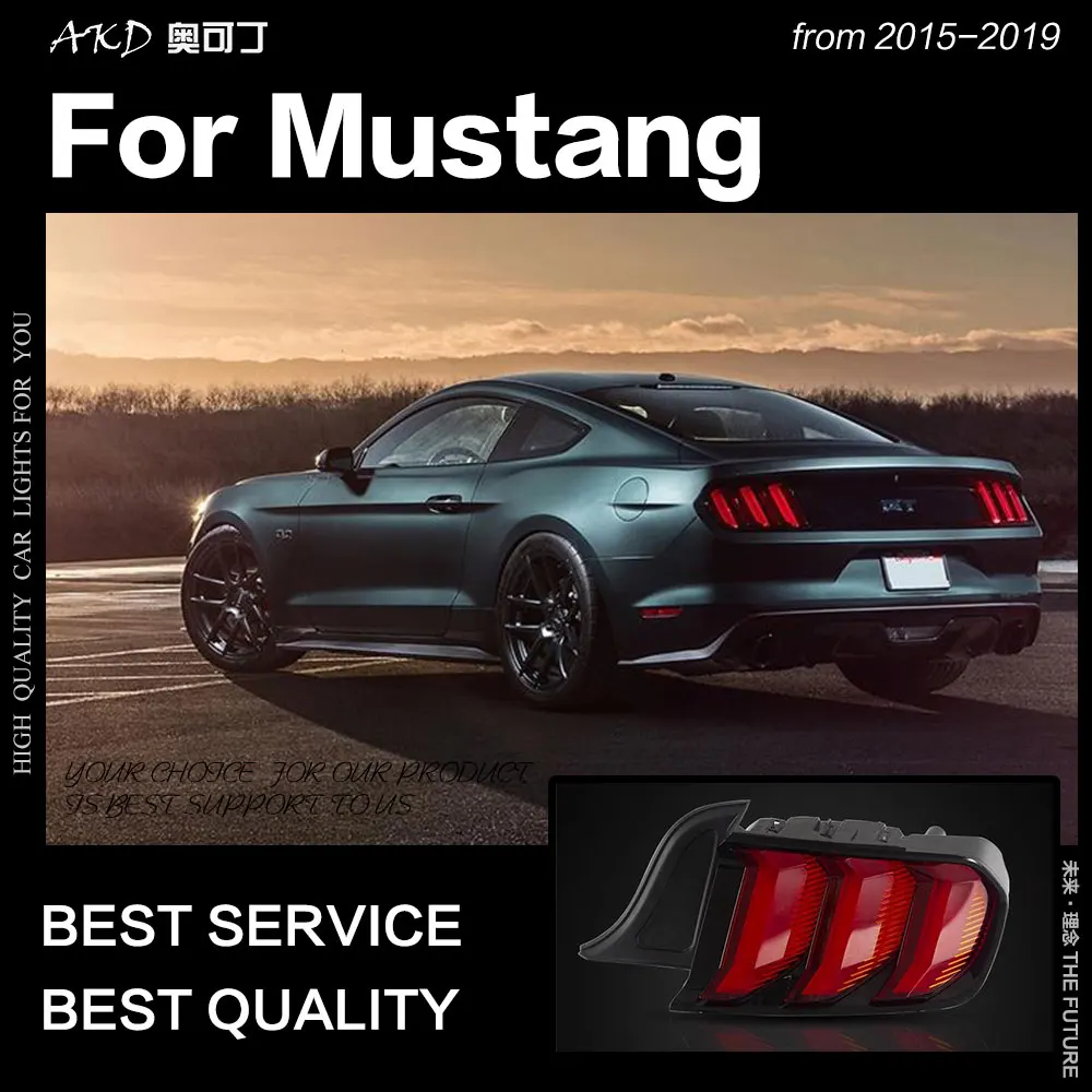 

Автомобильный Стайлинг для Ford Mustang, задний фонарь s 2015-2019, динамический сигнал, задний светодиодный фсветильник DRL, стоп-сигнал, задний фонарь, автомобильные аксессуары