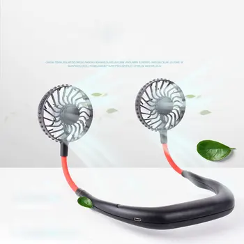 

2020 New USB Portable Fan Cold Hands free Neck Fan Hanging Rechargeable Sports fan 3-speed Adjustable Neck Dual fans Home Office