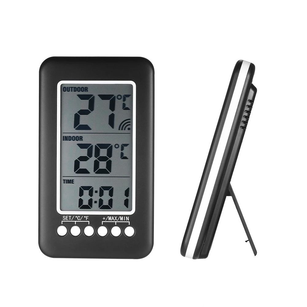 LCD 디지털 타이머 무선 실내 및 실외 온도계 시계 온도계, 송신기 포함, ℃/℉ 온도 디지털 시계