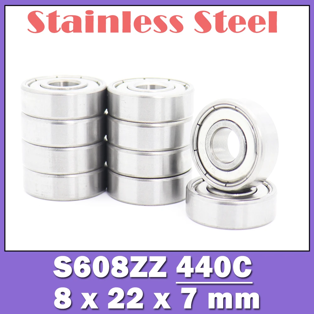 

S608ZZ Bearing 8*22*7 mm ( 10 PCS ) 440C Roller Stainless Steel S608Z S608 Z ZZ Ball Bearings