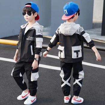 

2020 Boys Clothes Set Sweatshirt Pants 2 Piece Outfit Autumn Spring Kids Sport Suit Hooded Children Clothing 7 8 9 10 11 12 Year