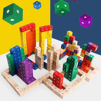 

Magnetic Building Blocks Cube Wooden Toys for Kids Building Assembling Blocks