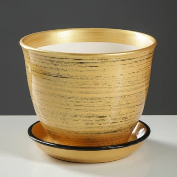 

Flowerpot "Cedar" gloss, gold-black, 2.2 l